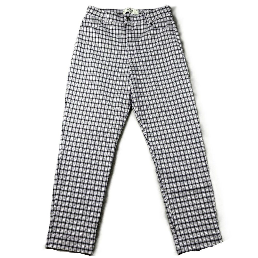 Hollister Women Pants Checkered Plaid Ultra High Rise Straight Purple Med J149